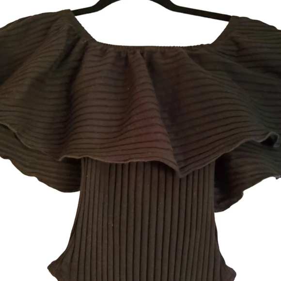 Show Me Your Mumu Lou Bodysuit Womens XSmall Strapless Ruffle Black‎ Ribbed XS - Picture 6 of 16